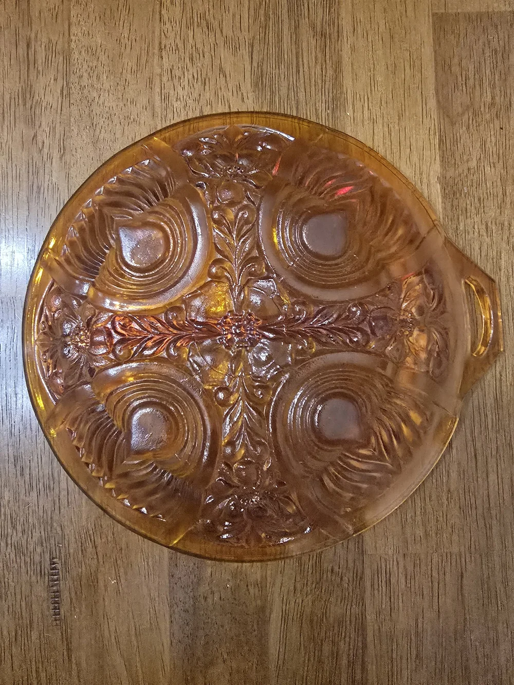 Vintage Indiana Glass Killarney Amber Divided Relish Serving Dish Mid-Century 8